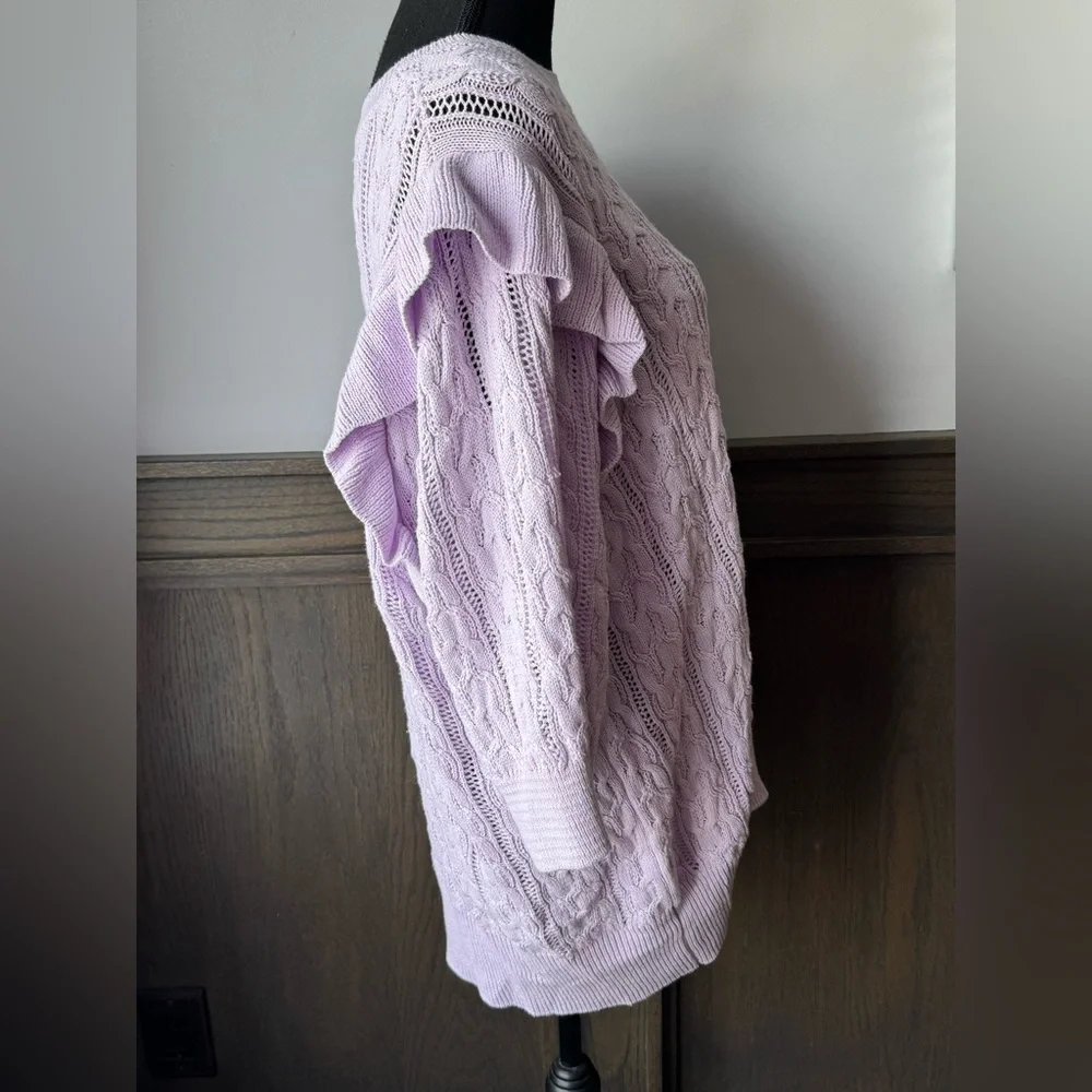 Design 365 Lilac purple Cable Knit Women's Sweater 3/4 sleeves 2X - Picture 3 of 6